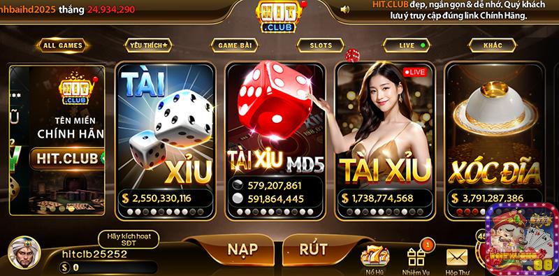 Nhiều thể loại game tài xỉu online hấp dẫn